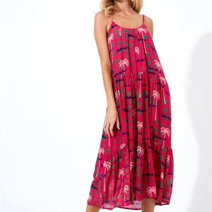 Oliphant SCOOP TIERED MIDI DRESS, size small, IPANEMA PINK